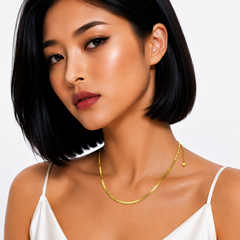 Elegant Gold Flat Herringbone Chain Necklace
