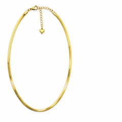 Elegant Gold Flat Herringbone Chain Necklace