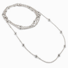 A multi-strand silver chain necklace with small polished bead accents, displayed on a clean white background.