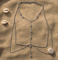 Elegant Rhinestone Layered Body Chain – Minimalist Crystal Chest & Waist Jewelry