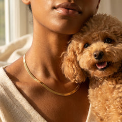 Elegant Gold Flat Herringbone Chain Necklace
