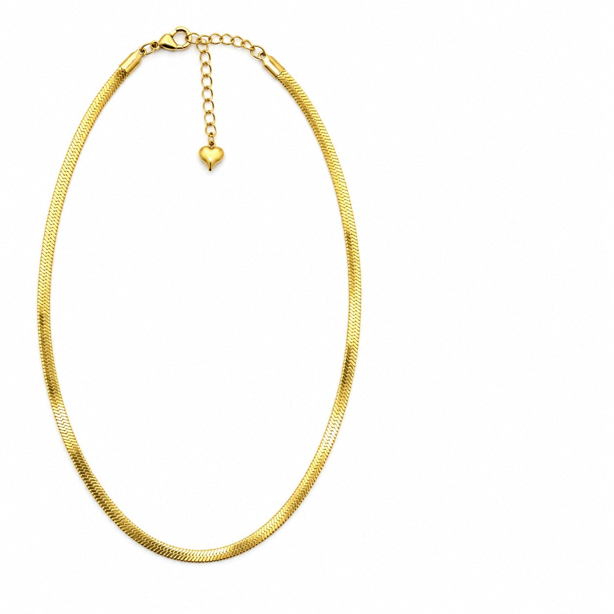 Elegant Gold Flat Herringbone Chain Necklace