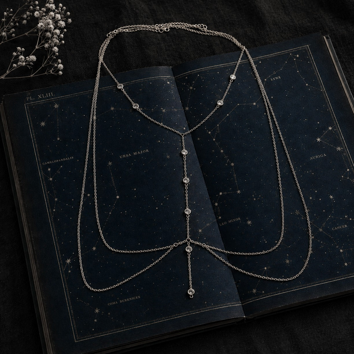 Elegant Rhinestone Layered Body Chain – Minimalist Crystal Chest & Waist Jewelry