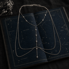 Elegant Rhinestone Layered Body Chain – Minimalist Crystal Chest & Waist Jewelry